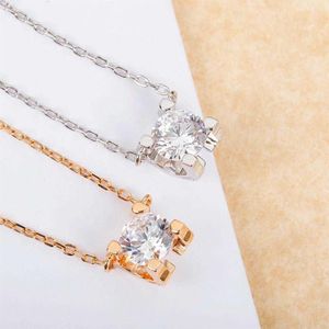 Brand Pendant Pure 925 Sterling Silver Jewelry For Women Gold Color Square Wedding Jewelry 2ct Diamond Heart 925 Top Quality320P