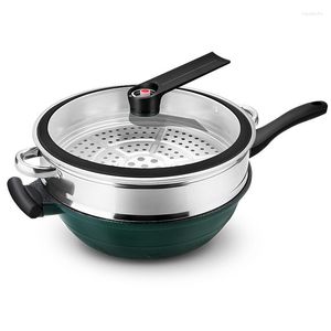 Pannor Maifanshi Wok Shovel Non-Stick Cookware Soup Pot Multifunktionell mikrotryck Stekpanna Dubbel användning av gas för induktionskokare