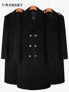 Men's Wool Blends Black wool coat men's double breasted classic contrasting color design detachable down jacket British youth 230928