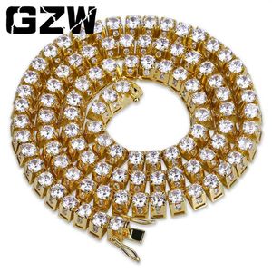 New Fashion 18k Gold Plated 10mm CZ Cubic Zircon Tennis Chain Necklace Choker Hip Hop Masculina Jewelry Bijoux Gifts Collier for M240k