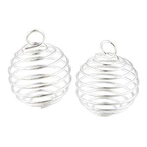 Silver Plated Spiral Bead Cages Charms Pendants Findings 9x13mm Jewelry making DIY2204