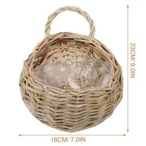 Vasi 2 pezzi da appendere alla parete in rattan, cesto di fiori, vaso per interni, in vimini intrecciato, decorazione decorativa per fioriera in legno