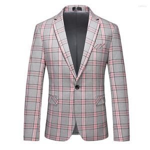 Erkek takım elbise butik moda iş ince gündelik sosyal adam ekose beyefendi trend İngiliz tarzı düğün performans elbise blazer