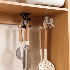 Plates Perforation-free And Rotates 360 Degrees With 6 To Store Small Kitchen Objects Hook Wall MountedKitchen Storage Hanger