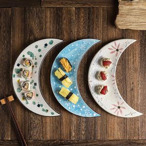 プレート日本の板寿司ムーンディスク刺身食器家庭アートシングルディスクディナーセットクリエイティブセラミック