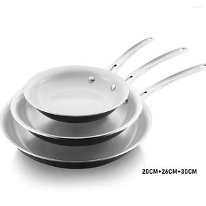 Pans Ceramic Nonstick Frying Pan Set Skillet Saucepan Stainless Steel Handle Oven Safe 20 Cm 26 30cm 3 Pcs