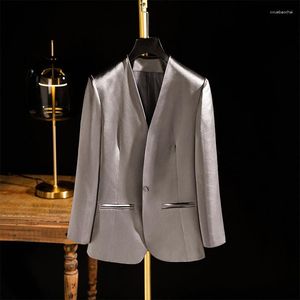 Kvinnors dikerockar 2023 Spring/Summer Ice Silk Importerat ättiksyratyg Small Suit Luxury Elegant Dress Party Occasion High End