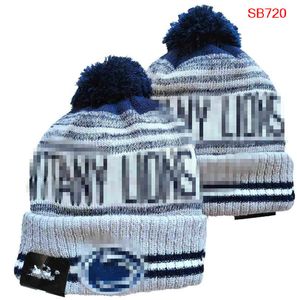 Gorro Penn State Nittany Gorro North American College Team Side Patch Inverno Lã Esporte Chapéu de Malha Bonés Caveira a0