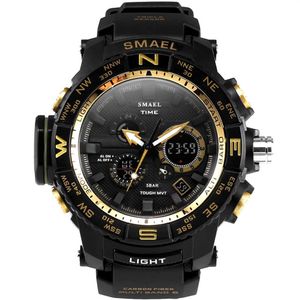 Fantastic Outdoor Dual Display 50m Waterproof Teenage Watch Tide Male Fashion SMAEL LED Electronic Watch Multi-function 1531282u