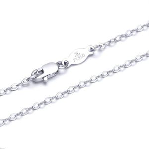 Chains Fine Pure Platinum PT950 Chain 1mmW Women O Link Necklace 18inch 2 5-3g2355