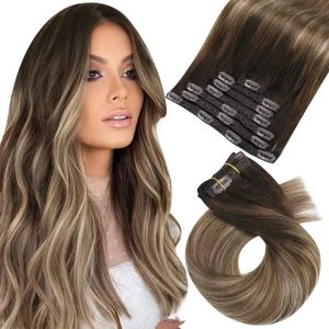 Lace s Moresoo Clip in capelli veri naturali Remy Straight Set 7 pezzi umani brasiliani 230928