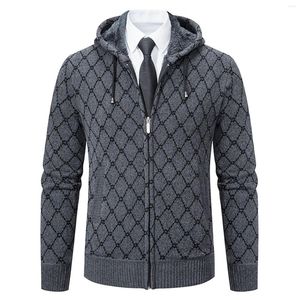 Maglioni da uomo 2023 Autunno Inverno Cardigan Uomo Abbigliamento in pile Cerniera con cappuccio Maglione solido Uomo Zip Up Cappotto maschile stile coreano lavorato a maglia