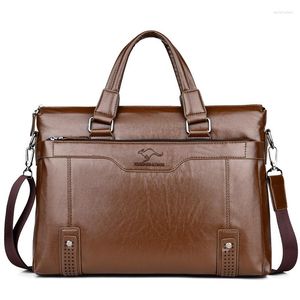 Briefcases 2023 Men's Briefcase Bag Business PU Leather Zipper Document Bags Porte-documents Luxury Man Travel Suitcase Wallet