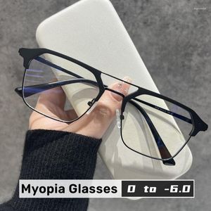 Güneş Gözlüğü Erkekler Kadın Çift Kiriş Eksi Diyopter Gözü Anti-Blue Ray Myopia Gözlükleri Retro Yakın Görüş Gözlükler Trendi Reçete