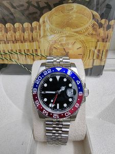 Med Box Mens Titta på alla ARBETE Automatiska mekaniska klockor Rostfritt stål Blue Red Ceramic Sapphire Glass 40mm män klockor handledsursur full funktion 2024