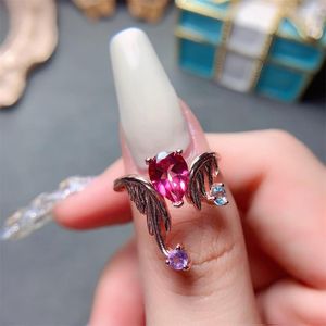 Anelli a grappolo L'anello di moda con pietre preziose da 5,7 mm di topazio rosa naturale è un vero regalo di alta gioielleria in argento sterling 925 per le donne
