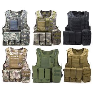 Camouflage Tactical Vest CS Army Tactical Vest WarGame Body Molle Armor Outdoors Equipment 6 Colors 600D Nylon266z