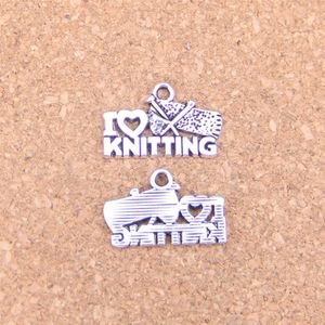 92pcs Antique Silver Bronze Plated I love knitting Charms Pendant DIY Necklace Bracelet Bangle Findings 20 12mm291i