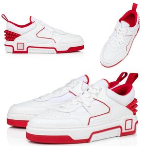 Luksusowe buty z czerwonymi szczytami Astroloubi Sneakers Low-Top Panelowane panele buforowane cielę skórzane trampki siatki Białe skórzane trenerzy sportowców z pudełkiem 38-46eu