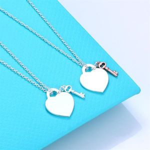 Chains Ladies High-end Luxury Heart-shaped Key 100%925 Sterling Silver Necklace For Women Gift Jewelry259W