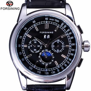 ForSining Luxury Moon Phase Design Shanghai Movement Fashion Casure Wear Automatisk Watch Scale Dial Mens Watch Top Brand Luxury226Z