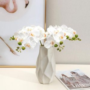 Decorative Flowers 2PCS Simulated Flower Phalaenopsis Orchid Home Decoration Living Room Dining Table Ornaments Artificial Holiday Gifts