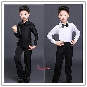 Stage Wear Latin Dance Pants Mens For Kids White Black Shirts Men Clothes Boy Top And Shirt Set