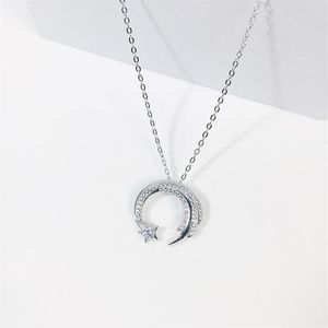 Chokers Moon Star 925 Sterling Silver Meteor Garden Slip Falling Micro-Inlaid Clavicle Chain Temperament Female Necklace SNE2952527
