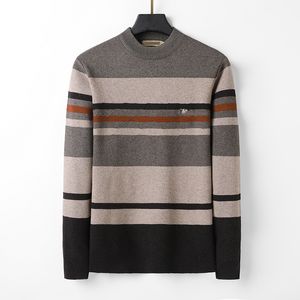 Herrtröjor faller vinter high end designer stickkläder män klassisk casual stripe pullovers mens affärsmärke mjuka varma kofta skjortor m-xxxl