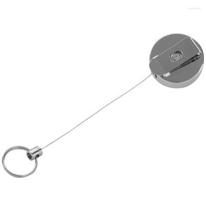 Keychains 2X Steel Retractable Key Chain Recoil Ring Belt Clip Pull Holder