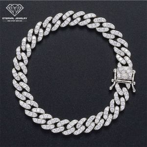 American Popular Men Real S925 Silver 9K 10K 14K 18K Gold Yellow White Pure Moissanite Diamond Gem Cuban Chain Armband