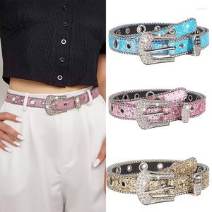 Belts Fashion Rhinestone Studded Belt Delicate Waistband Resistant Women Faux Leather Punk Jeans