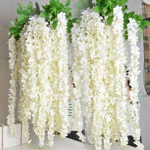 Dekoratif çiçekler beyaz yapay ipek ortanca çiçek wisteria çelenk asma süs bahçe ev düğün dekorasyon malzemeleri 1.6m