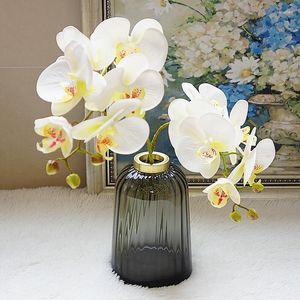 Flores decorativas 6 cabeças/pacote 3d borboleta orquídea simulação artificial pequena casa jardim parede decoração de casamento fornecedor diy