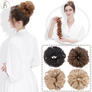 Lace S tess Natural Hair Chignon 32G Human Curly Donut Ring Elastic Band Bun Comb in Wrap Around Fake Hairpiece Women Accessories 230928