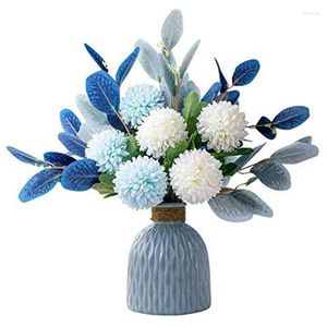 Decorative Flowers Artificial Flower And Vase Fake Hydrangea Arrangement Used For Home Office Party Wedding Table Dining Decoration