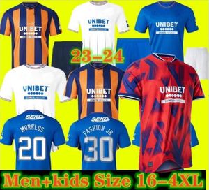 23 24 Glasgow Rangers Jerseys de futebol 2023 2024 Home Blue Sakala KENT TAVERNIER MORELOS COLAK Hogan Camisa de futebol masculino Kit infantil fãs versão do jogador camiseta de 222222