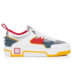 Luxuriöse rote Spike-Schuhe, Astroloubi-Sneaker, niedrige, getäfelte, getäfelte Mesh-Sneaker aus poliertem Kalbsleder, weiße Sport-Runner-Sneaker aus Leder mit Box, 38–46