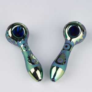 Chinafairprice Y281 Dab Rig Glass Pipes About 12cm Length Industrial Style Tobacco Spoon Smoking Pipe 2 Colors Hand Pipes