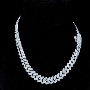 VVS Moissanite Diamond 925 Sterling Silver Cuban Link Chain Halsband Ice Out Necklace Miami Cuban Link Chain Men's Women 'S