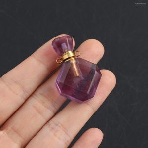 Naszyjniki wiszące butelka olejku eteryczna Kamień naturalny Ametyst Rhombus Perfumer do biżuterii tworzących DIY Naszyjnik