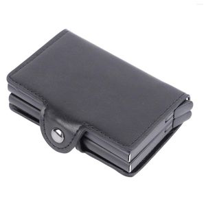 Förvaringspåsar kortfodral Black RFID Blockering av aluminiumlegering pu anti degaussing stor kapacitet tål slitage plånbok