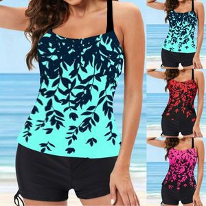 Women's Swimwear Print Beach Digital Swimsuit Split Suspender Set Large Bikini Swimwears Tankinis