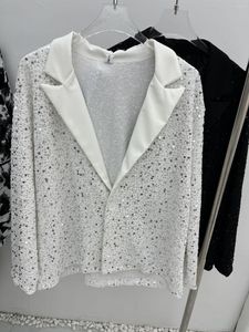 Herrdräkter TD9119 Fashion Coats Jackets 2023 Runway Semi-Sheer Jacquard Mesh Chinese Lace-Up Summer Loose Suit