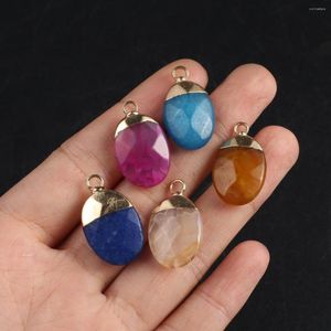 Anhänger Halsketten 15PCS Großhandelspreis Naturstein Zufällige Farbe Oval Schmuck Machen DIY Halskette Ohrringe Zubehör Geschenk