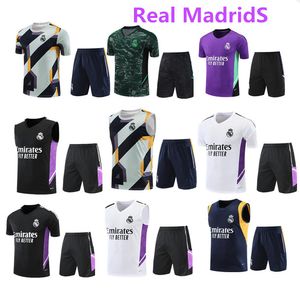 2023 Realu Madryt Mężczyźni TrackSitus Kamizelki z krótkim rękawem Suit 23/24 NOWOŚĆ STYLE MADRIDS Benzema Football Training Suit Chandal Futbol Surveyent Bluza Najwyższa jakość