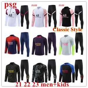 22 23 PSGs MBAPPE Soccer Jersey Tracksuit 21 22 23 Classic Style adult kids football Long sleeves Survetement paris training sets Outdoor jogging Sportswear