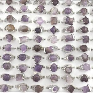 Natural Amethyst Stone Rings Gemstone Jewelry Women's Ring Bague 50pcs Valentine's Day Gift214I
