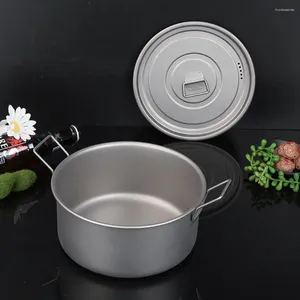 Pans 1.9L Pure Titanium Soup Pot With Folding Handle Outdoor Picnic Household Light Casserole Noodle Camping Tableware