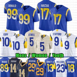 17 Puka Nacua 99 Aaron Donald Matthew Stafford Football Jersey Cooper Kupp Stetson Bennett Van Jefferson Tyler Higbee Tutu Atwell Kyren